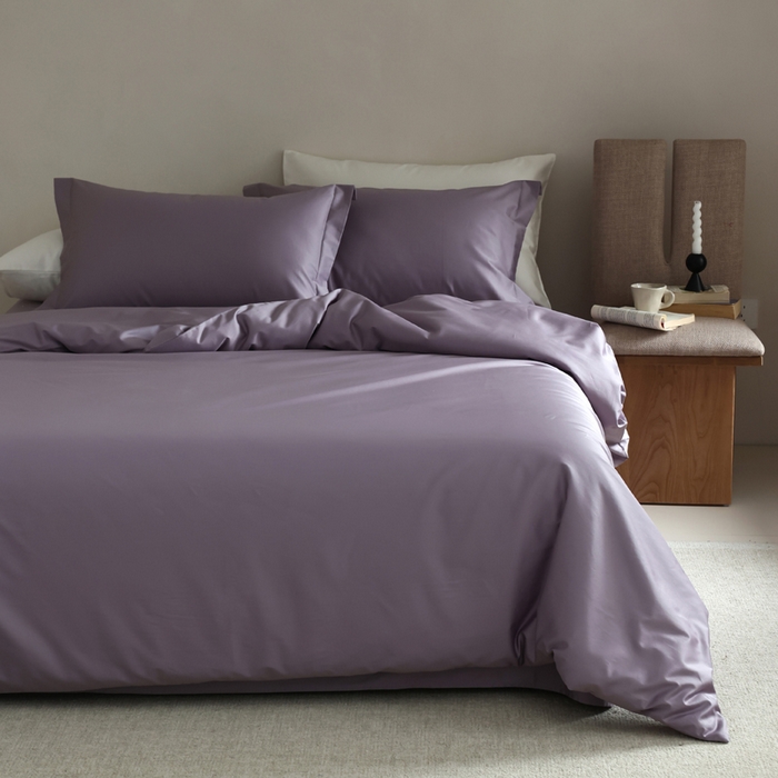 91家纺网 家纺一手货源 找家纺 轩和 2024新款70支埃及匹马棉纯棉纯色四件套风格二 东来紫