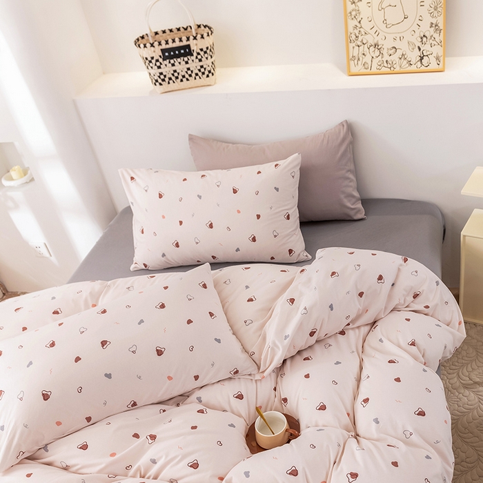 91家纺网 家纺一手货源 找家纺 优姿家纺2024新款A类全棉针织棉系列四件套 暖馨-粉