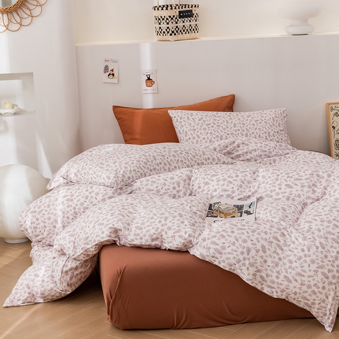 91家纺网 家纺一手货源 找家纺 优姿家纺2024新款A类全棉针织棉系列四件套 秋韵-紫