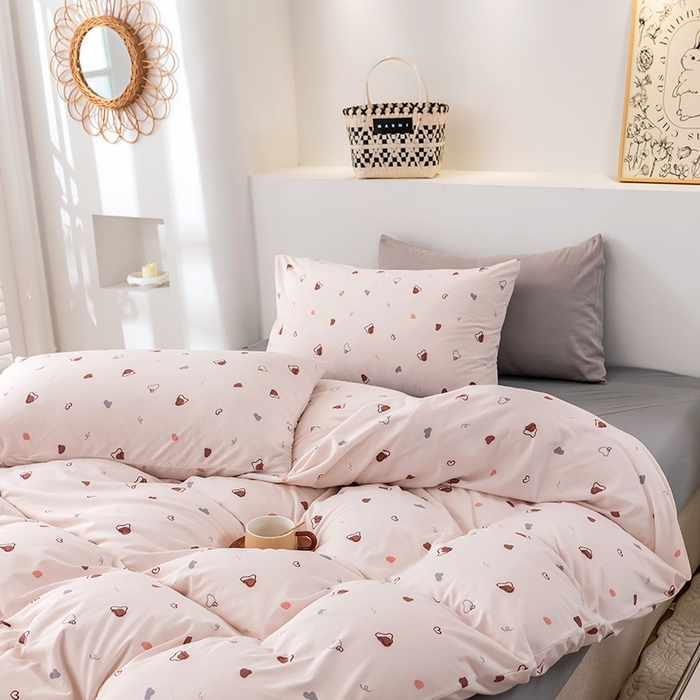 91家纺网 家纺一手货源 找家纺 优姿家纺2024新款A类全棉针织棉系列四件套 暖馨-粉