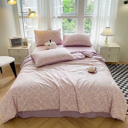 91家纺网 家纺一手货源 找家纺 （总）仟网汇 2024新款云感泡芙格夏被四件套