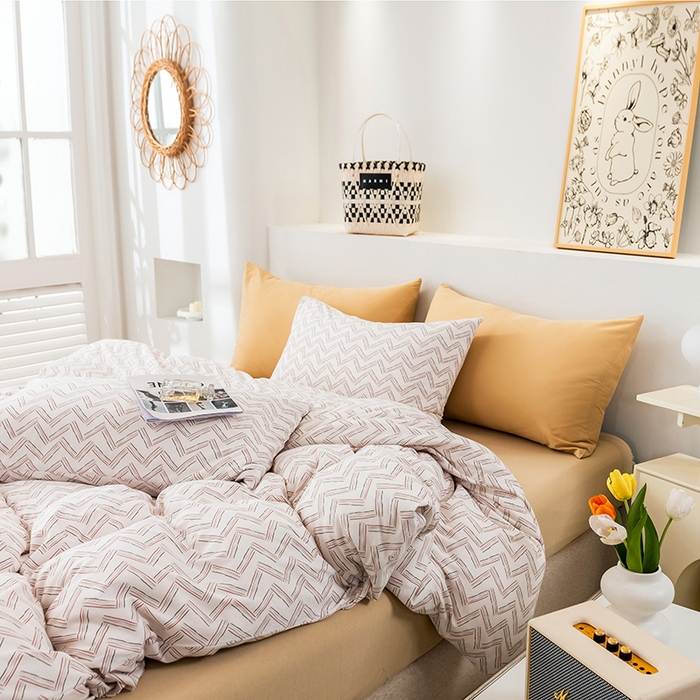 91家纺网 家纺一手货源 找家纺 优姿家纺2024新款A类全棉针织棉系列四件套 菲洛特-粉