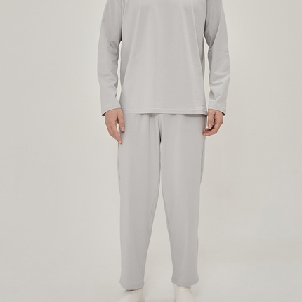 EH 2024新款全棉男女情侣款家居服-男女款圆领 男款云灰色