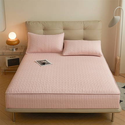 91家纺网 家纺一手货源 找家纺 糯米猪 2024新款六面亲肤棉全包夹棉旗舰款棉边床笠 粉色