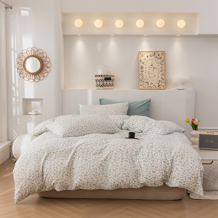 优姿家纺2024新款A类全棉针织棉系列四件套 秋韵-绿