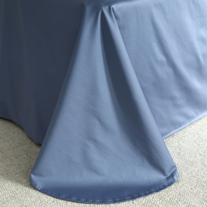 91家纺网 家纺一手货源 找家纺 轩和 2024新款70支埃及匹马棉纯棉纯色四件套风格二 珐琅蓝