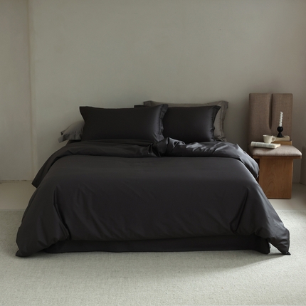 91家纺网 家纺一手货源 找家纺 轩和 2024新款70支埃及匹马棉纯棉纯色四件套风格二 影月灰