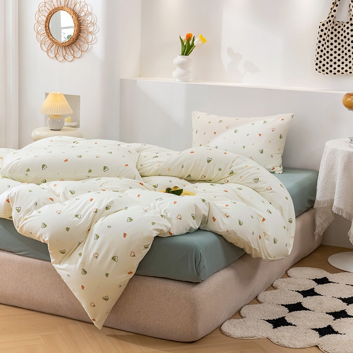 91家纺网 家纺一手货源 找家纺 优姿家纺2024新款A类全棉针织棉系列四件套 暖馨-绿