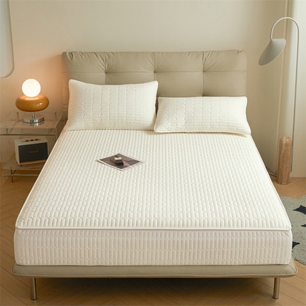 91家纺网 家纺一手货源 找家纺 糯米猪 2024新款六面亲肤棉全包夹棉旗舰款棉边床笠 白色