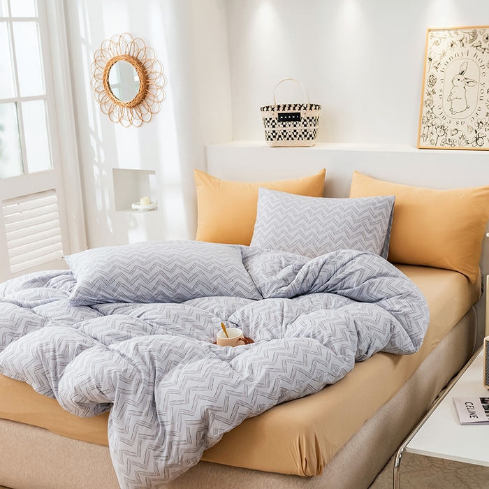 91家纺网 家纺一手货源 找家纺 优姿家纺2024新款A类全棉针织棉系列四件套 菲洛特-兰