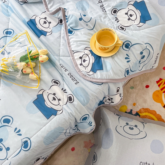 91家纺网 家纺一手货源 找家纺 欧邦 新款A类冰藤席夏被套件 床笠款-酷盖熊