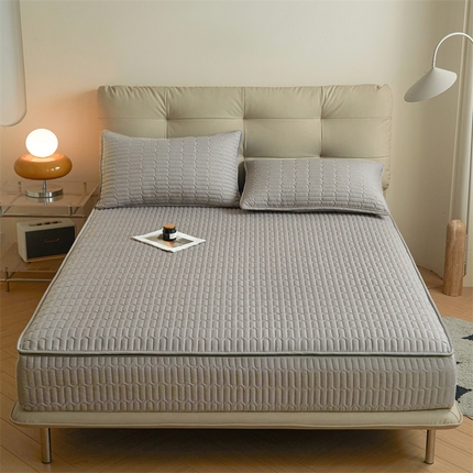 91家纺网 家纺一手货源 找家纺 糯米猪 2024新款六面亲肤棉全包夹棉旗舰款棉边床笠 灰色