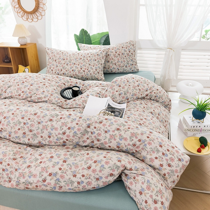 91家纺网 家纺一手货源 找家纺 优姿家纺2024新款A类全棉针织棉系列四件套 倾城花恋-粉