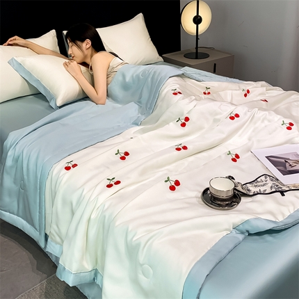 91家纺网 家纺一手货源 找家纺 （总）利欧 2025新款直播电商热卖爆款刺绣水洗真丝夏被四件套夏凉被空调被