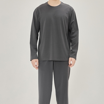 EH 2024新款全棉男女情侣款家居服-男女款圆领 男款炭灰色
