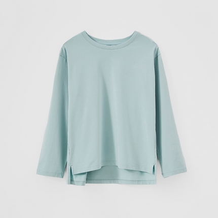 91家纺网 家纺一手货源 找家纺 EH 2024新款全棉男女情侣款家居服-男女款圆领 女款浅云绿