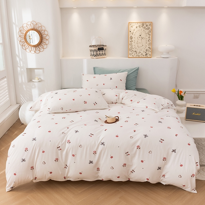 91家纺网 家纺一手货源 找家纺 优姿家纺2024新款A类全棉针织棉系列四件套 甜蜜蜜-白