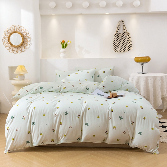 91家纺网 家纺一手货源 找家纺 优姿家纺2024新款A类全棉针织棉系列四件套 甜蜜蜜-绿