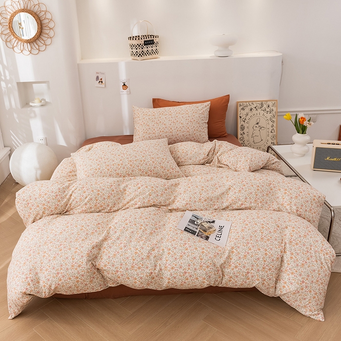 91家纺网 家纺一手货源 找家纺 优姿家纺2024新款A类全棉针织棉系列四件套 花园秘境-黄