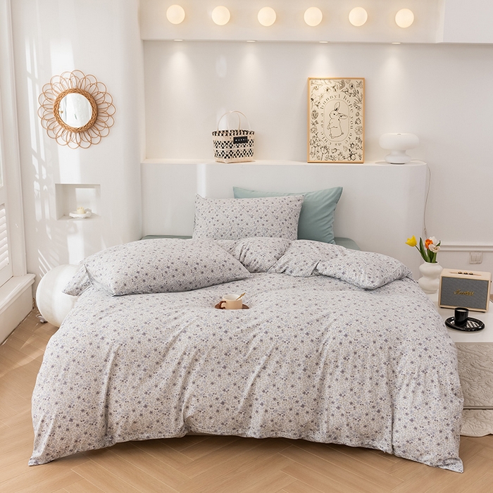 91家纺网 家纺一手货源 找家纺 优姿家纺2024新款A类全棉针织棉系列四件套 花园秘境-兰