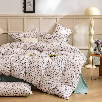 优姿家纺2024新款A类全棉针织棉系列四件套 花雅-蓝