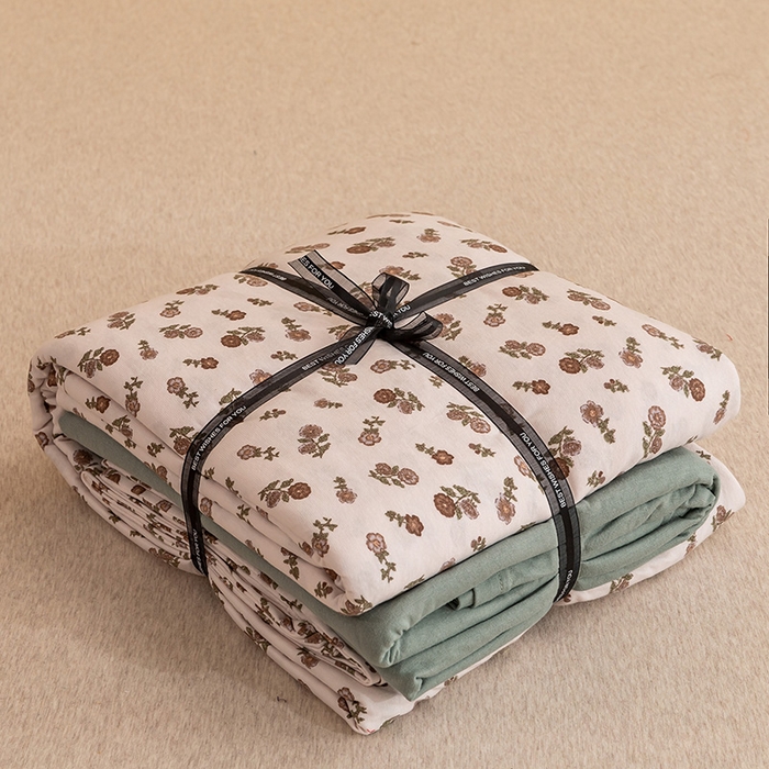 91家纺网 家纺一手货源 找家纺 优姿家纺2024新款A类全棉针织棉系列四件套 花雅-粉