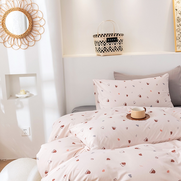 91家纺网 家纺一手货源 找家纺 优姿家纺2024新款A类全棉针织棉系列四件套 暖馨-粉