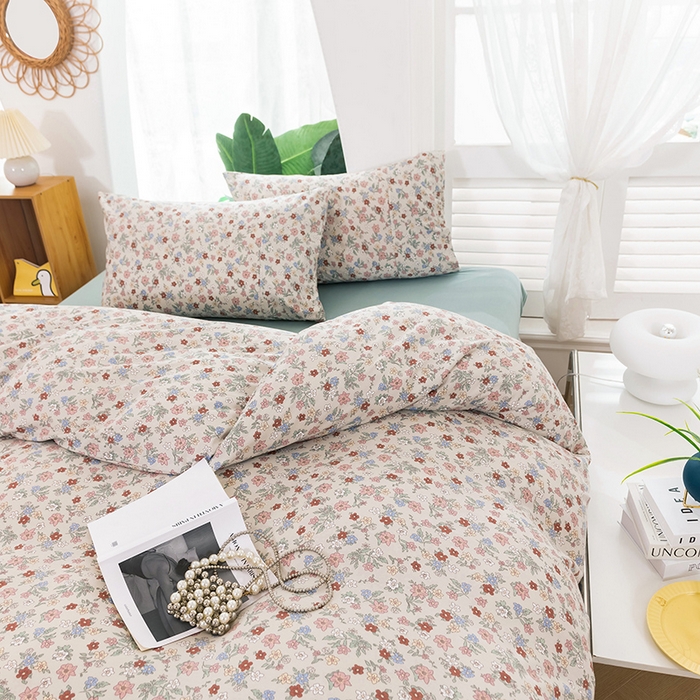 91家纺网 家纺一手货源 找家纺 优姿家纺2024新款A类全棉针织棉系列四件套 倾城花恋-粉