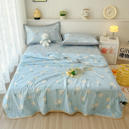 91家纺网 家纺一手货源 找家纺 欧邦 新款A类冰藤席夏被套件 凉席款-郁金香