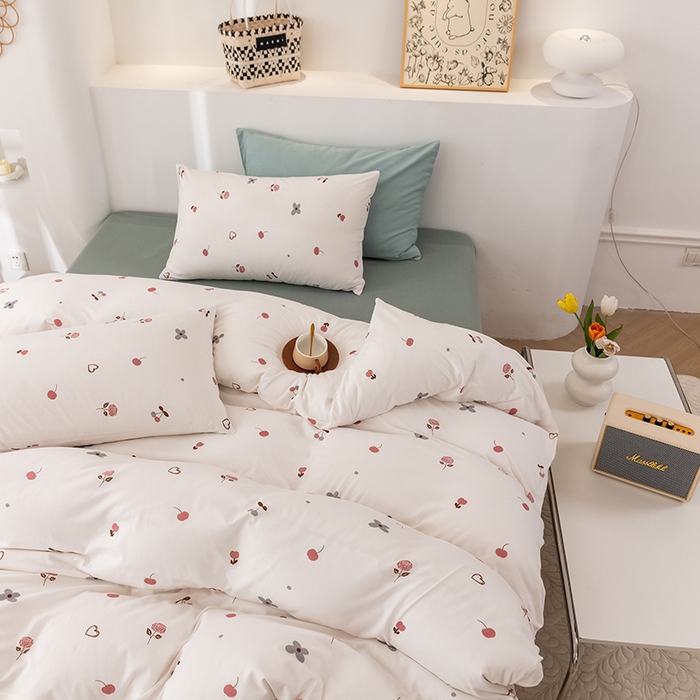 91家纺网 家纺一手货源 找家纺 优姿家纺2024新款A类全棉针织棉系列四件套 甜蜜蜜-白