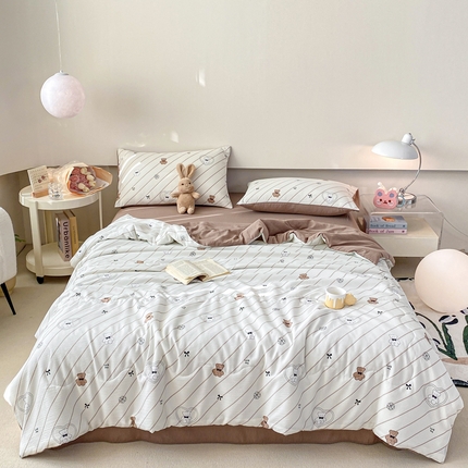 91家纺网 家纺一手货源 找家纺 仟网汇 2024新款泡泡棉夏被四件套热款 萌动