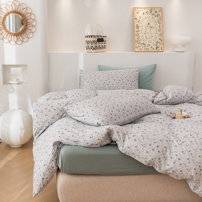 91家纺网 家纺一手货源 找家纺 优姿家纺2024新款A类全棉针织棉系列四件套 花园秘境-兰