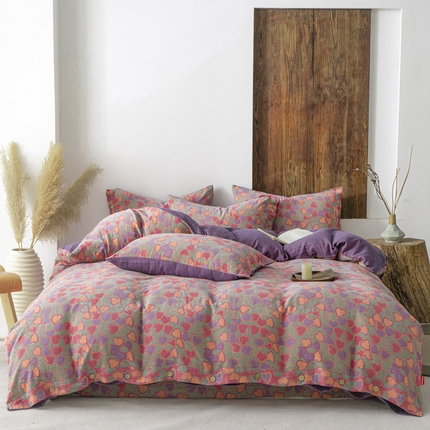 91家纺网 家纺一手货源 找家纺 （总）春皖家纺 2024新款全棉双层纱纽扣款四件套风格二