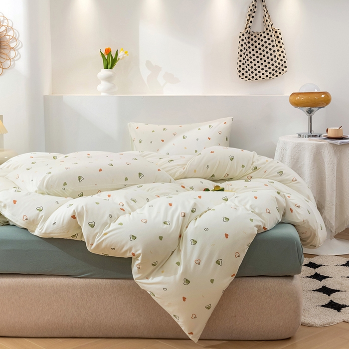 91家纺网 家纺一手货源 找家纺 优姿家纺2024新款A类全棉针织棉系列四件套 暖馨-绿