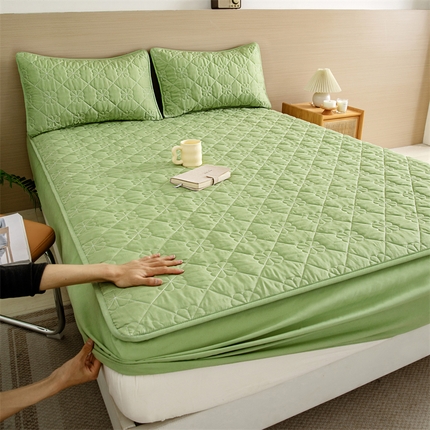 恒尚居 2024爆款四叶草绗缝夹棉防水床笠-四季款 四叶草-清新绿