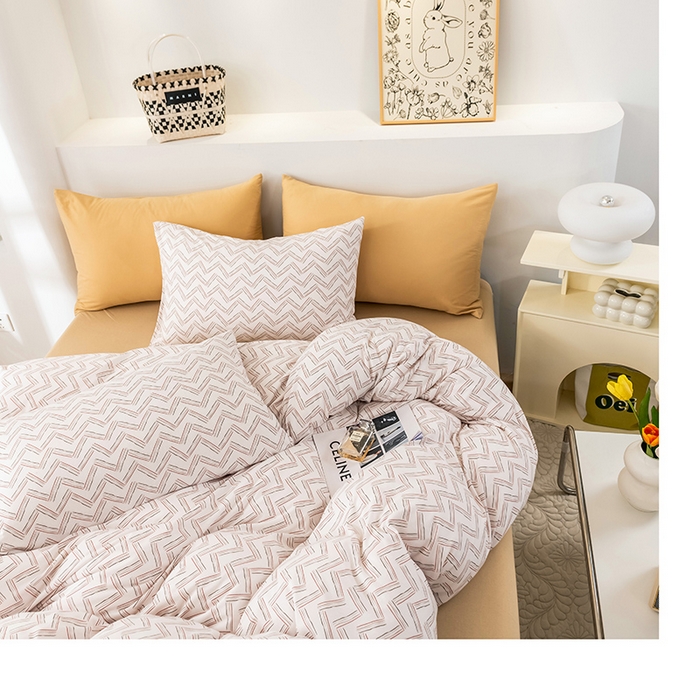 91家纺网 家纺一手货源 找家纺 优姿家纺2024新款A类全棉针织棉系列四件套 菲洛特-粉