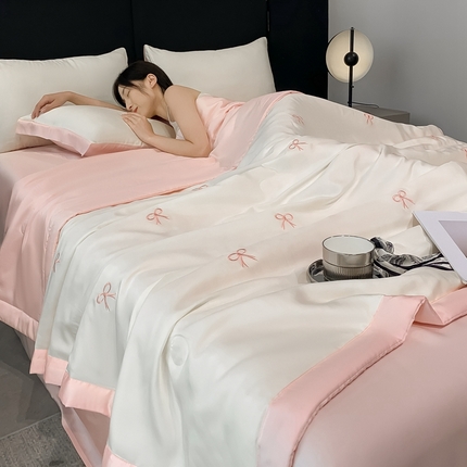 91家纺网 家纺一手货源 找家纺 （总）利欧 2025新款直播电商热卖爆款刺绣水洗真丝夏被四件套夏凉被空调被