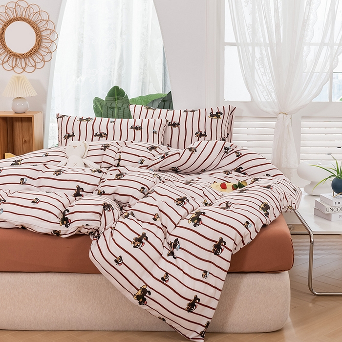 91家纺网 家纺一手货源 找家纺 优姿家纺2024新款A类全棉针织棉系列四件套 汪汪小队-红