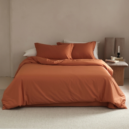 91家纺网 家纺一手货源 找家纺 轩和 2024新款70支埃及匹马棉纯棉纯色四件套风格二 玛仕橙