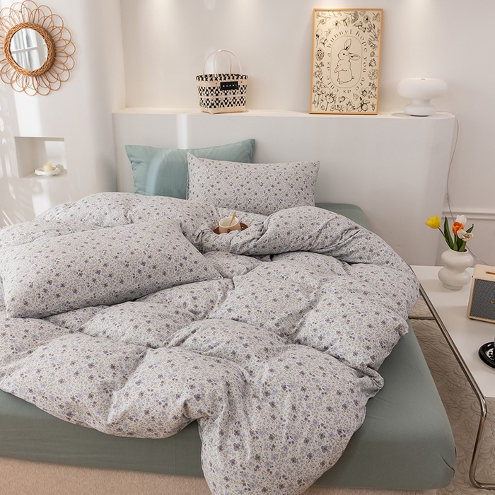 91家纺网 家纺一手货源 找家纺 优姿家纺2024新款A类全棉针织棉系列四件套 花园秘境-兰