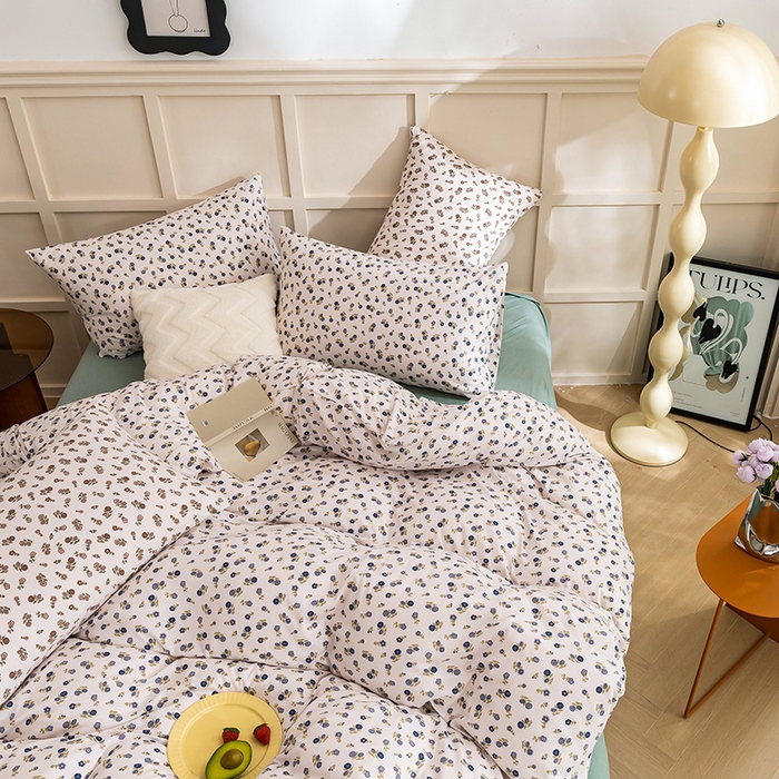 91家纺网 家纺一手货源 找家纺 优姿家纺2024新款A类全棉针织棉系列四件套 花雅-蓝