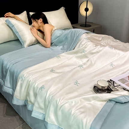 91家纺网 家纺一手货源 找家纺 （总）利欧 2025新款直播电商热卖爆款刺绣水洗真丝夏被四件套夏凉被空调被