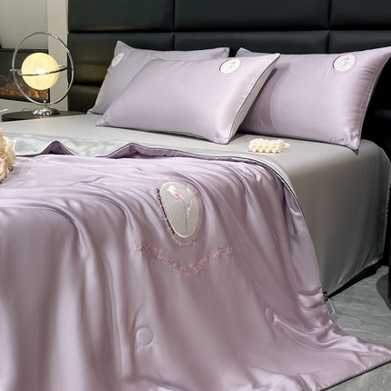 91家纺网 家纺一手货源 找家纺 （总）绘萱家居 2025爆款绣花水洗天丝夏被四件套水洗真丝夏被冰丝夏凉被空调被-南希