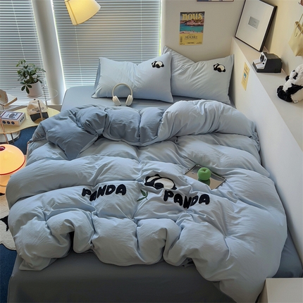 91家纺网 家纺一手货源 找家纺 （总）阿曼达 2024新款ins博主风简约轻奢卡通熊猫毛巾绣水洗m四件套