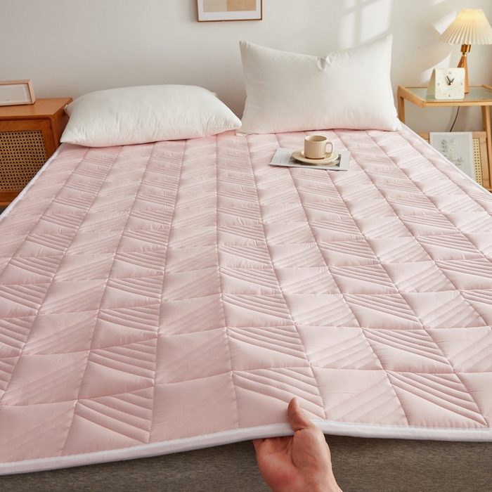 91家纺网 家纺一手货源 找家纺 祁恋婷家居 2024新款A类全棉夹棉床护垫 豆沙粉