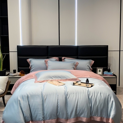 91家纺网 家纺一手货源 找家纺 （总）顾家家居 2024新款兰精天丝拼角四件套-暮光