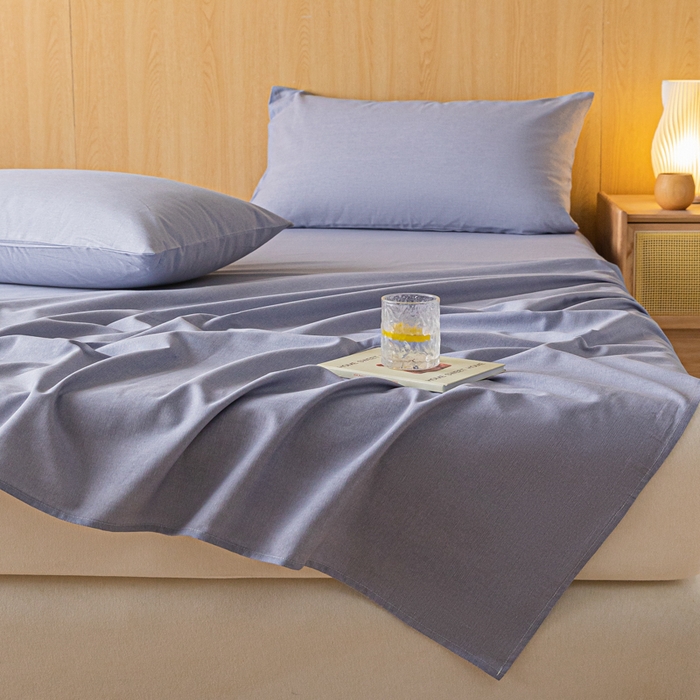 91家纺网 家纺一手货源 找家纺 鑫钰 2024新款全棉老粗布床单  月白-蓝