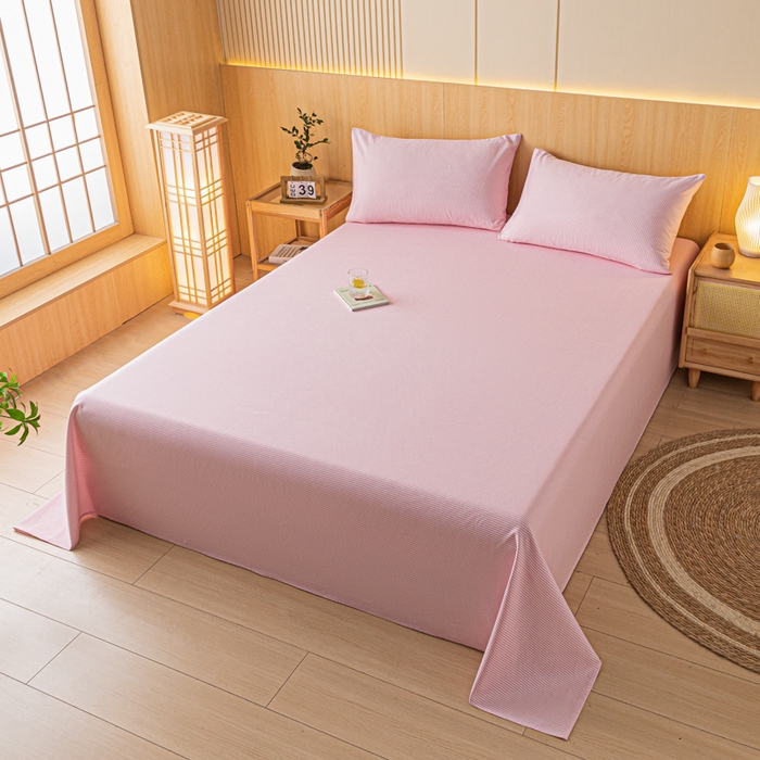 91家纺网 家纺一手货源 找家纺 鑫钰 2024新款全棉老粗布床单  莱卡-粉