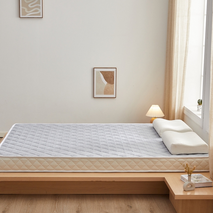 91家纺网 家纺一手货源 找家纺 祁恋婷家居 2024新款华夫格立体乳胶记忆棉床垫【床垫遮盖物】 月光灰 乳胶记忆棉款-9cm