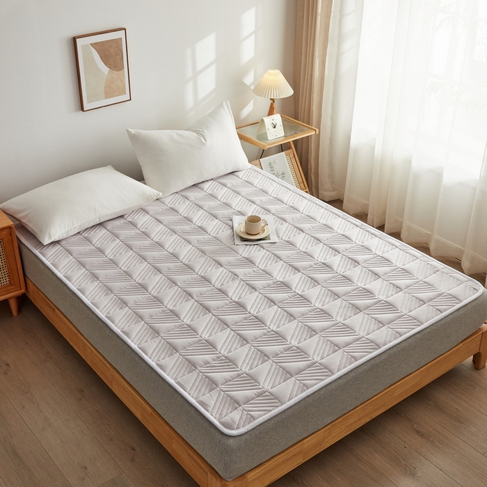 91家纺网 家纺一手货源 找家纺 祁恋婷家居 2024新款A类全棉夹棉床护垫 月光灰